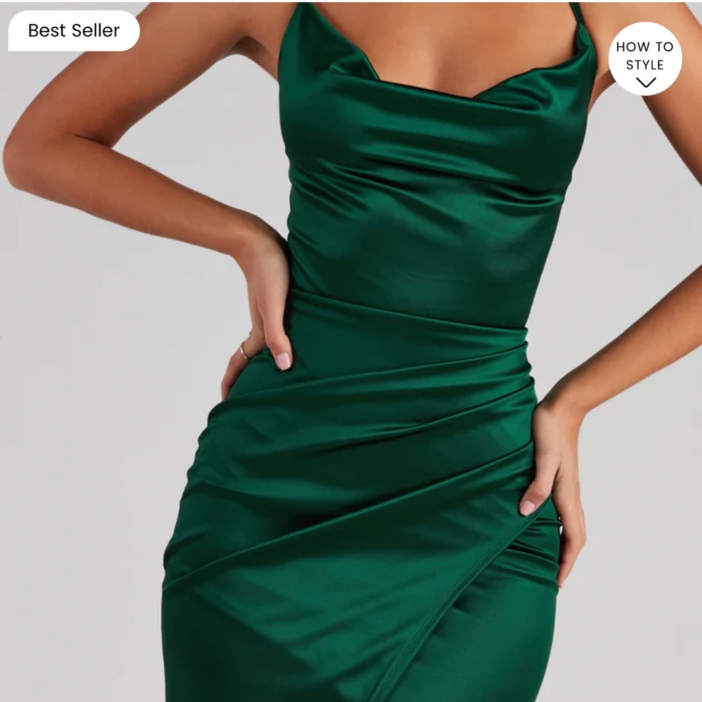 Emerald midi formal dress - Picture 2 of 6